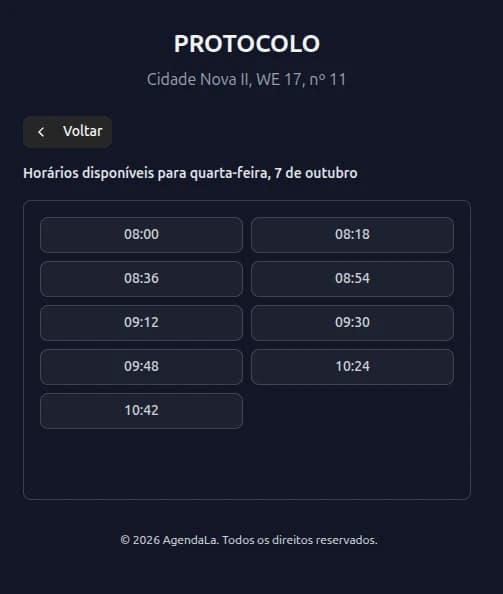 AgendaLa: horários disponíveis para o cidadão escolher